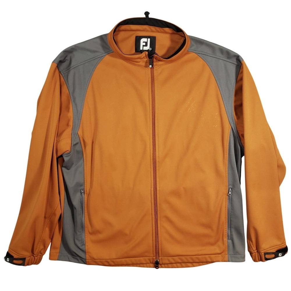 FootJoy Jacket Mens XL Burnt Orange Gray Full Zip Golf Softshell Cinch Neck